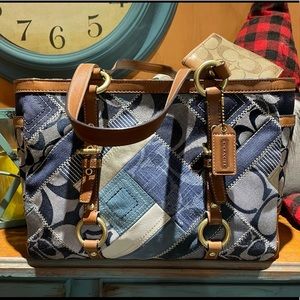 Denim Coach bag with free coin purse